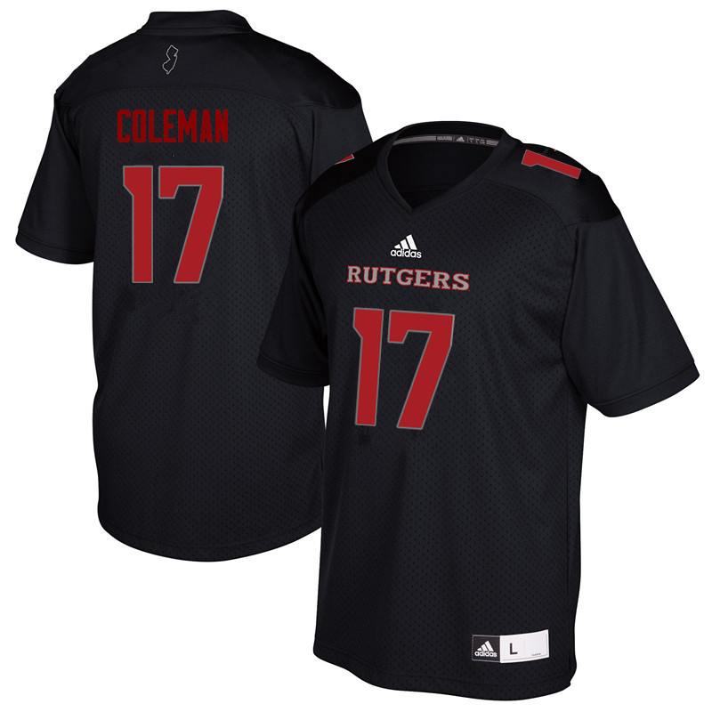 Men #17 Brandon Coleman Rutgers Scarlet Knights College Football Jerseys Sale-Black